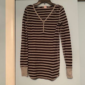 Pink VS Gray and Black Striped Long Sleeve Shirt
